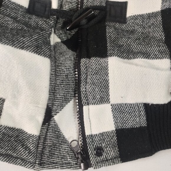 Justice Girls Hooded Heavyweight Coat Black/White Checkered Size 8/10 - Picture 8 of 9